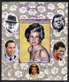 Senegal 1998 Princess Diana 250f imperf m/sheet #16 unmounted mint. Note this item is privately produced and is offered purely on its thematic appeal, it has no postal validity, stamps on , stamps on  stamps on royalty, stamps on  stamps on diana, stamps on  stamps on william, stamps on  stamps on harry, stamps on  stamps on churchill, stamps on  stamps on kennedy, stamps on  stamps on personalities