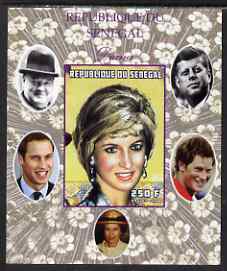 Senegal 1998 Princess Diana 250f imperf m/sheet #17 unmounted mint. Note this item is privately produced and is offered purely on its thematic appeal, it has no postal va..., stamps on royalty, stamps on diana, stamps on william, stamps on harry, stamps on churchill, stamps on kennedy, stamps on personalities