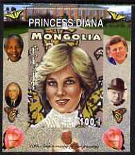 Mongolia 2007 Tenth Death Anniversary of Princess Diana 100f imperf m/sheet #03 unmounted mint (Churchill, Kennedy, Mandela, Roosevelt & Butterflies in background), stamps on , stamps on  stamps on royalty, stamps on  stamps on diana, stamps on  stamps on churchill, stamps on  stamps on kennedy, stamps on  stamps on personalities, stamps on  stamps on mandela, stamps on  stamps on butterflies, stamps on  stamps on roosevelt, stamps on  stamps on usa presidents, stamps on  stamps on americana, stamps on  stamps on human rights, stamps on  stamps on nobel, stamps on  stamps on personalities, stamps on  stamps on mandela, stamps on  stamps on nobel, stamps on  stamps on peace, stamps on  stamps on racism, stamps on  stamps on human rights