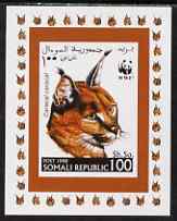 Somalia 1998 WWF - Caracal Lynx 100sh imperf individual de-luxe sheetlet, unmounted mint. Note this item is privately produced and is offered purely on its thematic appeal, stamps on , stamps on  stamps on animals, stamps on  stamps on cats, stamps on  stamps on  wwf , stamps on  stamps on 