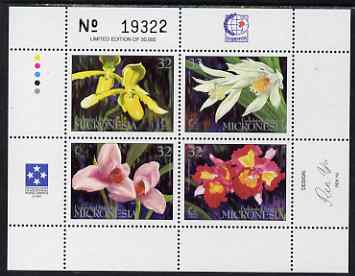 Micronesia 1995 Singapore 95 Stamp Exhibition - Orchids perf m/sheet containing set of 4 values unmounted mint, SG MS435, stamps on stamp exhibitions, stamps on flowers, stamps on orchids