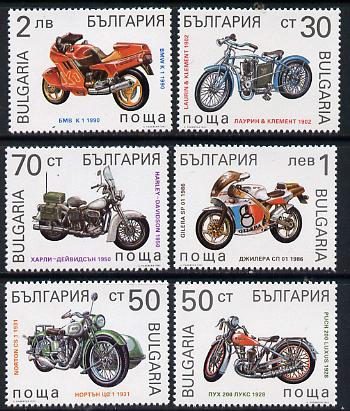 Bulgaria 1992 Motor Cycles set of 6 unmounted mint, SG 3845-50, Mi 3991-96*, stamps on , stamps on  stamps on motorbikes