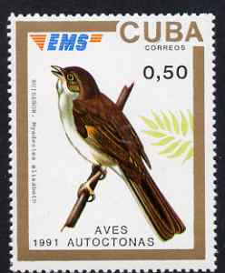 Cuba 1991 Express Mail Stamp - 50c Solitaire Bird unmounted mint SG E3639, stamps on , stamps on  stamps on birds, stamps on  stamps on solitaire