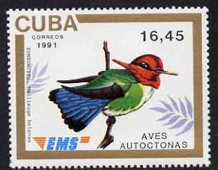 Cuba 1991 Express Mail Stamp - 16p45 Bee Hummingbird unmounted mint SG E3644, stamps on , stamps on  stamps on birds, stamps on  stamps on hummingbirds