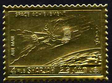 Sharjah 1972 Space  Research perf 4r embossed in gold foil unmounted mint, as Mi 1056A, stamps on space, stamps on 