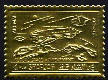 Sharjah 1972 Future Space Research perf 4r embossed in gold foil unmounted mint, as Mi 1064A, stamps on , stamps on  stamps on space, stamps on  stamps on 