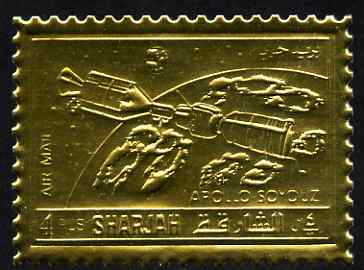 Sharjah 1972 Apollo-Soyuz perf 4r embossed in gold foil unmounted mint, as Mi 1066A