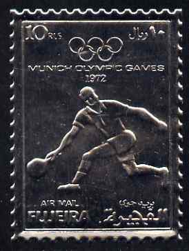 Fujeira 1972 Munich Olympic Games perf 10r Tennis embossed in silver foil unmounted mint as Mi 1279A, stamps on sport, stamps on olympics, stamps on tennis