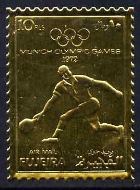 Fujeira 1972 Munich Olympic Games perf 10r Tennis embossed in gold foil unmounted mint as Mi 1280A, stamps on sport, stamps on olympics, stamps on tennis