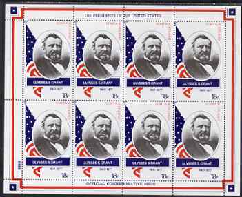 Staffa 1982 Presidents of the United States #18 Ulysses S Grant perf sheetlet containing 8 x 18p values unmounted mint