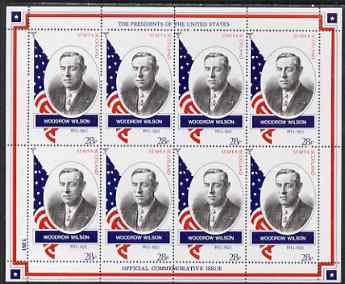 Staffa 1982 Presidents of the United States #28 Woodrow Wilson perf sheetlet containing 8 x 28p values unmounted mint, stamps on , stamps on  stamps on personalities, stamps on  stamps on constitutions, stamps on  stamps on americana, stamps on  stamps on  usa , stamps on  stamps on presidents, stamps on  stamps on usa presidents, stamps on  stamps on 