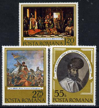 Rumania 1975 375th Anniversary of Political Union (Paintings) set of 3, Mi 3277-79 unmounted mint, stamps on arts   constitutions
