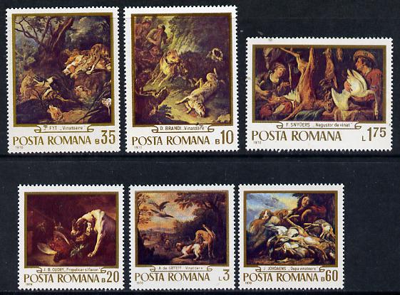 Rumania 1970 Paintings in Rumanian Galleries set of 6 unmounted mint, SG 3756-61, Mi 2876-81, stamps on , stamps on  stamps on arts, stamps on  stamps on hunting, stamps on  stamps on animals, stamps on  stamps on 