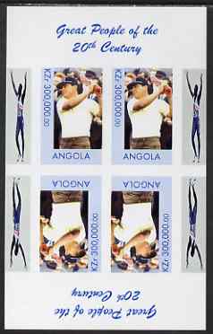 Angola 1999 Great People of the 20th Century - Lee Trevino (Golfer) imperf sheetlet of 4 (2 tete-beche pairs) unmounted mint, stamps on , stamps on  stamps on sport, stamps on  stamps on golf, stamps on  stamps on millennium, stamps on  stamps on personalities