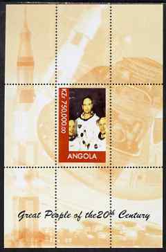 Angola 1999 Great People of the 20th Century - Apollo Astronauts perf souvenir sheet unmounted mint. Note this item is privately produced and is offered purely on its thematic appeal, stamps on , stamps on  stamps on personalities, stamps on space, stamps on apollo, stamps on  stamps on millennium