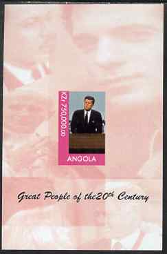 Angola 1999 Great People of the 20th Century - John Kennedy imperf souvenir sheet (Pope & Martin Luther King in background) unmounted mint. Note this item is privately pr..., stamps on personalities, stamps on constitutions, stamps on kennedy, stamps on millennium, stamps on pope, stamps on human rights
