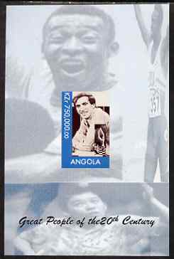 Angola 1999 Great People of the 20th Century - Bobby Fischer imperf souvenir sheet (Table Tennis in background) unmounted mint. Note this item is privately produced and is offered purely on its thematic appeal , stamps on personalities, stamps on , stamps on sport, stamps on millennium, stamps on golf, stamps on table tennis