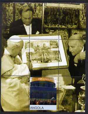 Angola 2000 Pope's Visit to the Holy Land perf s/sheet #9 unmounted mint. Note this item is privately produced and is offered purely on its thematic appeal, stamps on personalities, stamps on pope, stamps on judaica