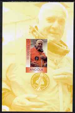 Angola 1999 John Glenn imperf souvenir sheet unmounted mint. Note this item is privately produced and is offered purely on its thematic appeal, stamps on , stamps on  stamps on personalities, stamps on  stamps on space, stamps on  stamps on masonics, stamps on  stamps on masonry