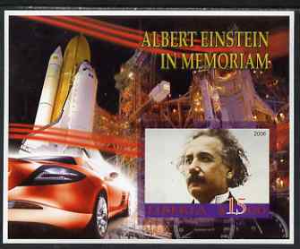 Liberia 2006 Albert Einstein In Memoriam imperf m/sheet (with Space Shuttle in background) unmounted mint, stamps on personalities, stamps on science, stamps on physics, stamps on nobel, stamps on shuttle, stamps on nobel, stamps on einstein, stamps on maths, stamps on judaica   , stamps on personalities, stamps on einstein, stamps on science, stamps on physics, stamps on nobel, stamps on maths, stamps on space, stamps on judaica, stamps on atomics