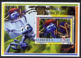 Liberia 2005 50th Anniversary of Disneyland overprint on Bugs life perf m/sheet #3 unmounted mint, stamps on insects, stamps on disney