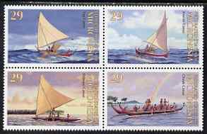 Micronesia 1993 Traditional Canoes se-tenant block of 4 unmounted mint, SG 314-7, stamps on , stamps on  stamps on ships, stamps on  stamps on sailing, stamps on  stamps on canoes, stamps on  stamps on rainbows