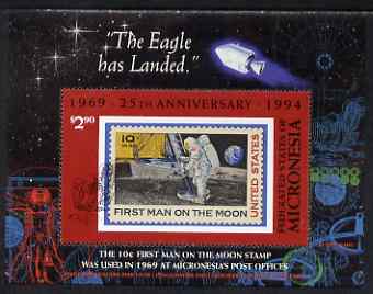 Micronesia 1994 25th Anniversary of First Manned Moon Landing perf m/sheet unmounted mint SG MS391, stamps on stamponstamp, stamps on space