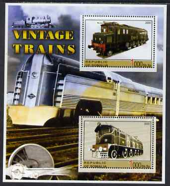 Somalia 2005 Vintage Trains #1 perf sheetlet containing 2 values unmounted mint, stamps on railways