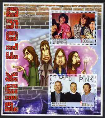 Somalia 2005 Pink Floyd perf sheetlet containing 2 values unmounted mint. Note this item is privately produced and is offered purely on its thematic appeal, stamps on music, stamps on pops, stamps on rock