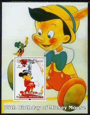 Somalia 2004 75th Birthday of Mickey Mouse #14 - Pinocchio perf m/sheet unmounted mint, stamps on disney, stamps on toys