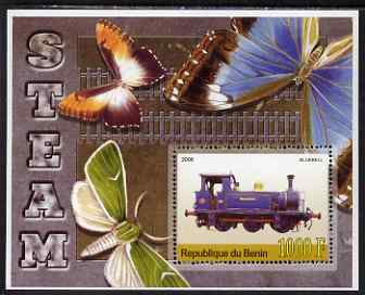 Benin 2006 Early Steam Locos #3 (Bluebell) perf m/sheet with Butterflies in background unmounted mint, stamps on , stamps on  stamps on railways, stamps on  stamps on butterflies