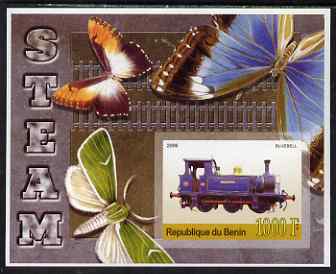 Benin 2006 Early Steam Locos #3 (Bluebell) imperf m/sheet with Butterflies in background unmounted mint. Note this item is privately produced and is offered purely on its thematic appeal, stamps on railways, stamps on butterflies