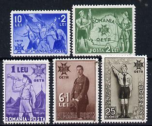 Rumania 1935 Accession Anniversary of King Carol II set of 5 unmounted mint, SG 1305-09, Mi 484-8, stamps on , stamps on  stamps on royalty, stamps on  stamps on scouts