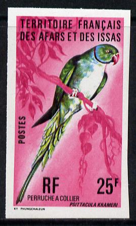 French Afars & Issas 1975 Birds 25f (Rose-Ringed Parakeet) imperf from limited printing unmounted mint, as SG 649*, stamps on , stamps on  stamps on birds, stamps on  stamps on parrot