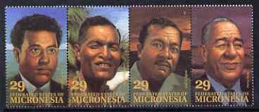 Micronesia 1993 Local Leaders perf se-tenant strip of 4 unmounted mint, SG 318a, stamps on personalities, stamps on constitutions