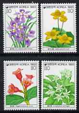 South Korea 1993 Wild Flowers (4th series) perf set of 4 unmounted mint, SG 2082-5, stamps on flowers