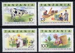 Tanzania 1991 20th Anniversary Investment Bank perf set of 4 unmounted mint SG 930-3, stamps on , stamps on  stamps on banking, stamps on  stamps on finance, stamps on  stamps on cattle, stamps on  stamps on farming, stamps on  stamps on  tea , stamps on  stamps on 