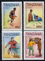 Tanzania 1992 Barcelona Olympic Games (2nd issue) perf set of 4 unmounted mint, SG 1309-12, stamps on , stamps on  stamps on olympics, stamps on  stamps on sports, stamps on  stamps on basketball, stamps on  stamps on darts, stamps on  stamps on billiards, stamps on  stamps on table tennis, stamps on  stamps on sport