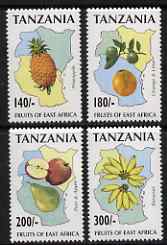 Tanzania 1996 East African Fruit perf set of 4 unmounted mint, SG 2089-92, stamps on , stamps on  stamps on food, stamps on  stamps on fruit, stamps on  stamps on apples, stamps on  stamps on oranges, stamps on  stamps on limes, stamps on  stamps on pears, stamps on  stamps on bananas, stamps on  stamps on pineapples