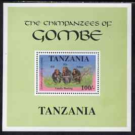 Tanzania 1992 Chimpanzees of the Gombe perf m/sheet unmounted mint, SG MS 1287, stamps on animals, stamps on apes