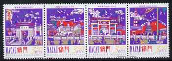 Macao 1997 A-Ma Temple perf se-tenant strip of 4 unmounted mint SG 983-6, stamps on , stamps on  stamps on religion, stamps on  stamps on temples, stamps on  stamps on 