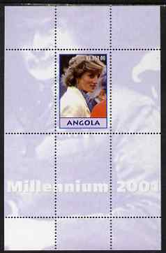 Angola 2001 Millennium series - Princess Diana perf s/sheet unmounted mint, stamps on personalities, stamps on diana, stamps on royalty, stamps on 
