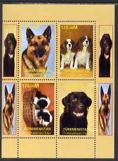 Turkmenistan 2000 Dogs perf sheetlet containing complete set of 4 values unmounted mint. Note this item is privately produced and is offered purely on its thematic appeal, stamps on , stamps on  stamps on dogs, stamps on  stamps on  gsd , stamps on  stamps on 