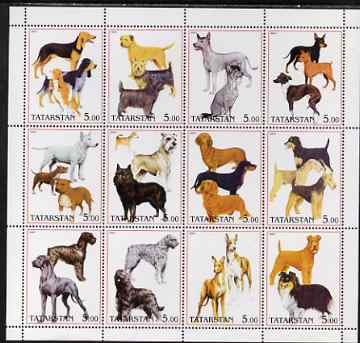 Tatarstan Republic 2001 Dogs perf sheetlet containing complete set of 12 values, unmounted mint, stamps on , stamps on  stamps on dogs