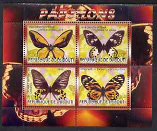 Djibouti 2008 Butterflies #1 perf sheetlet containing 4 values unmounted mint, stamps on , stamps on  stamps on butterflies