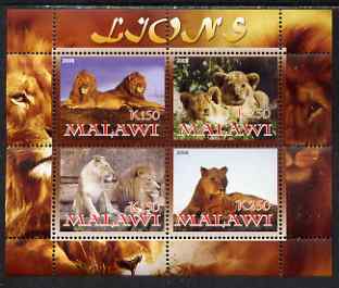 Malawi 2008 Lions perf sheetlet containing 4 values unmounted mint, stamps on , stamps on  stamps on cats, stamps on  stamps on lions