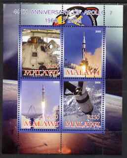 Malawi 2008 40th Anniversary of Apollo 7 perf sheetlet containing 4 values unmounted mint, stamps on , stamps on  stamps on space, stamps on  stamps on apollo, stamps on  stamps on rockets