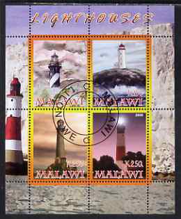 Malawi 2008 Lighthouses perf sheetlet containing 4 values fine cto used, stamps on , stamps on  stamps on lighthouses