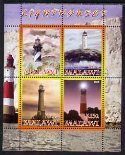 Malawi 2008 Lighthouses perf sheetlet containing 4 values unmounted mint, stamps on , stamps on  stamps on lighthouses