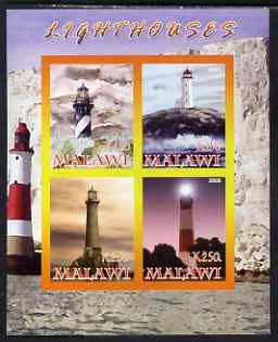 Malawi 2008 Lighthouses imperf sheetlet containing 4 values unmounted mint, stamps on , stamps on  stamps on lighthouses